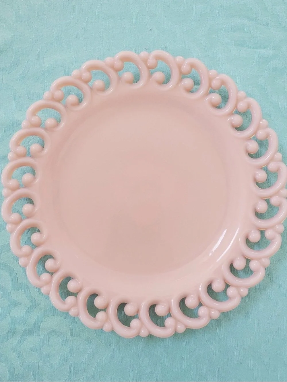 Vintage Fenton Reverse C Pink Lace-Edge Decorative Plate